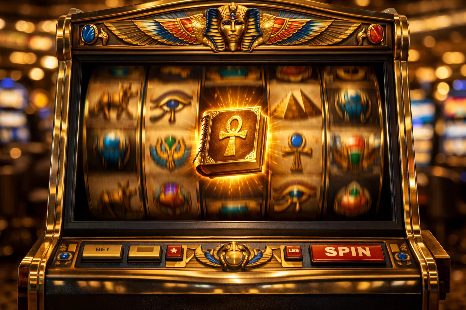 Book of Dead logo and falling gold coins